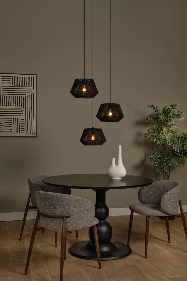 Lucide JESSICA - Pendant light - Ø 35,5 cm - 3xE27 - Black - atmosphere 1